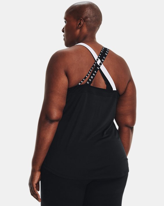 Women's HeatGear® Wordmark Double Strap Tank, Black, pdpMainDesktop image number 1
